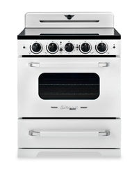 Classic Retro by Unique 30" 3.9 Cu. Ft. Induction Range - Marshmallow White - UNQ-30CR IC W  | Cuisinière à induction Classic Rétro par Unique de 30 po et de 3,9 pi3 - blanc guimauve - UNQ-30CR IC W  | UNQ30ICW