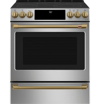 Café Brushed Brass Handle and Knob Kit for Range - CXFCEHKPMCG|Trousse de poignées et de boutons Café laiton brossé pour cuisinière - CXFCEHKPMCG