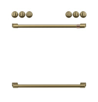 Café Brushed Brass Handle and Knob Kit for Range - CXFCEHKPMCG|Trousse de poignées et de boutons Café laiton brossé pour cuisinière - CXFCEHKPMCG