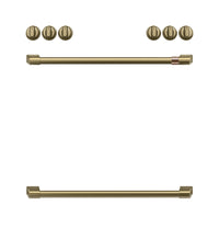 Café Brushed Brass Handle and Knob Kit for Range - CXFCGHKPMCG|Trousse de poignées et de boutons Café laiton brossé pour cuisinière - CXFCGHKPMCG