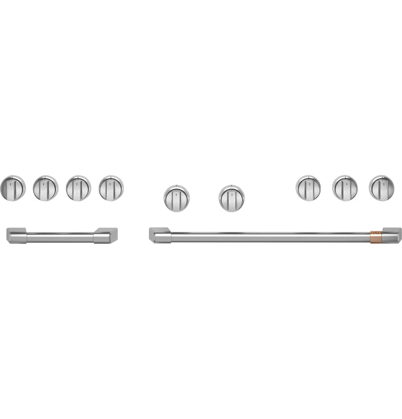 Café 48" Brushed Stainless Handle and Knob Kit for Pro Range and Rangetop - CXPR8HKPTSS|Trousse de poignées et de boutons Café acier inoxydable brossé de 48 po pour cuisinière et surface de cuisson professionnelles - CXPR8HKPTSS