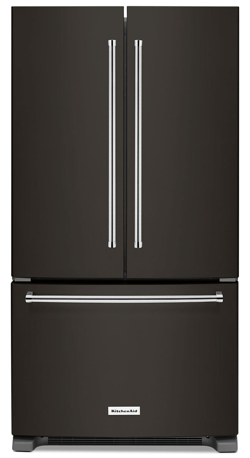 KitchenAid 25 Cu. Ft. French Door Refrigerator with Interior Dispenser - KRFF305EBS - Refrigerator with High-Efficiency, Ice Maker in Black Stainless Steel