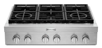 KitchenAid 36'' 6-Burner Commercial-Style Gas Range Top - KCGC506JSS - Range Top in Stainless Steel 