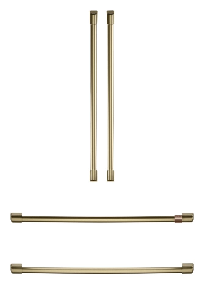 Café 4-Piece Brushed Brass Handle Kit for French-Door Refrigerator - CXQB4H4PNCG | Trousse de poignées Café 4 pièces laiton brossé pour réfrigérateur à portes françaises - CXQB4H4PNCG | CXQB4NCG
