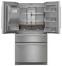 KitchenAid 36" 26.2 Cu. Ft. French-Door Refrigerator - PrintShield Stainless - KRMF536RPS | Réfrigérateur KitchenAid de 26,2 pi³ et de 36 po à portes françaises - acier inoxydable avec fini Pr…