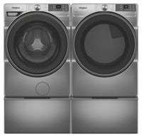 Whirlpool 5.2 Cu. Ft. Smart Front-Load Washer and 7.4 Cu. Ft. Electric Dryer - Radiant Silver | Laveuse intelligente à chargement frontal de 5,2 pi³, sécheuse électrique de 7,4 pi³ de Whirlpool - argenté radieux | WHFL57RR