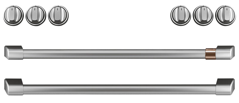 Café Gas Range Brushed Stainless Steel Knobs and Handles Set - CXFCGHKPMSS|Ensemble de poignées et de boutons acier inoxydable brossé pour cuisinière à gaz Café – CXFCGHKPMSS|CXFCGHSS