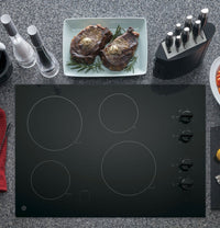 GE 30" Electric Cooktop with Built-In Knob-Control - Black|Surface de cuisson électrique GE de 30 po avec boutons de commande intégrés - noire|JP3030DB