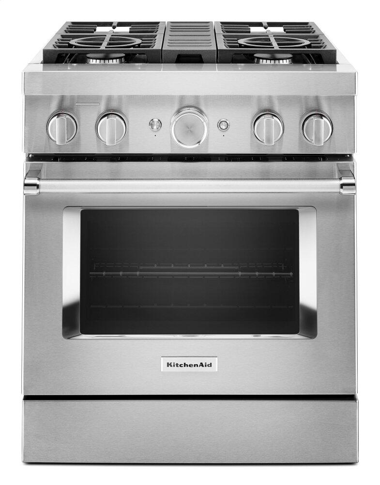 KitchenAid 30" Smart Commercial-Style Dual Fuel Range - KFDC500JSS|Cuisinière hybride intelligente KitchenAid de 30 po de style commercial - KFDC500JSS