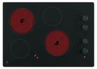 GE 30" Electric Cooktop with Built-In Knob-Control - Black|Surface de cuisson électrique GE de 30 po avec boutons de commande intégrés - noire|JP3030DB