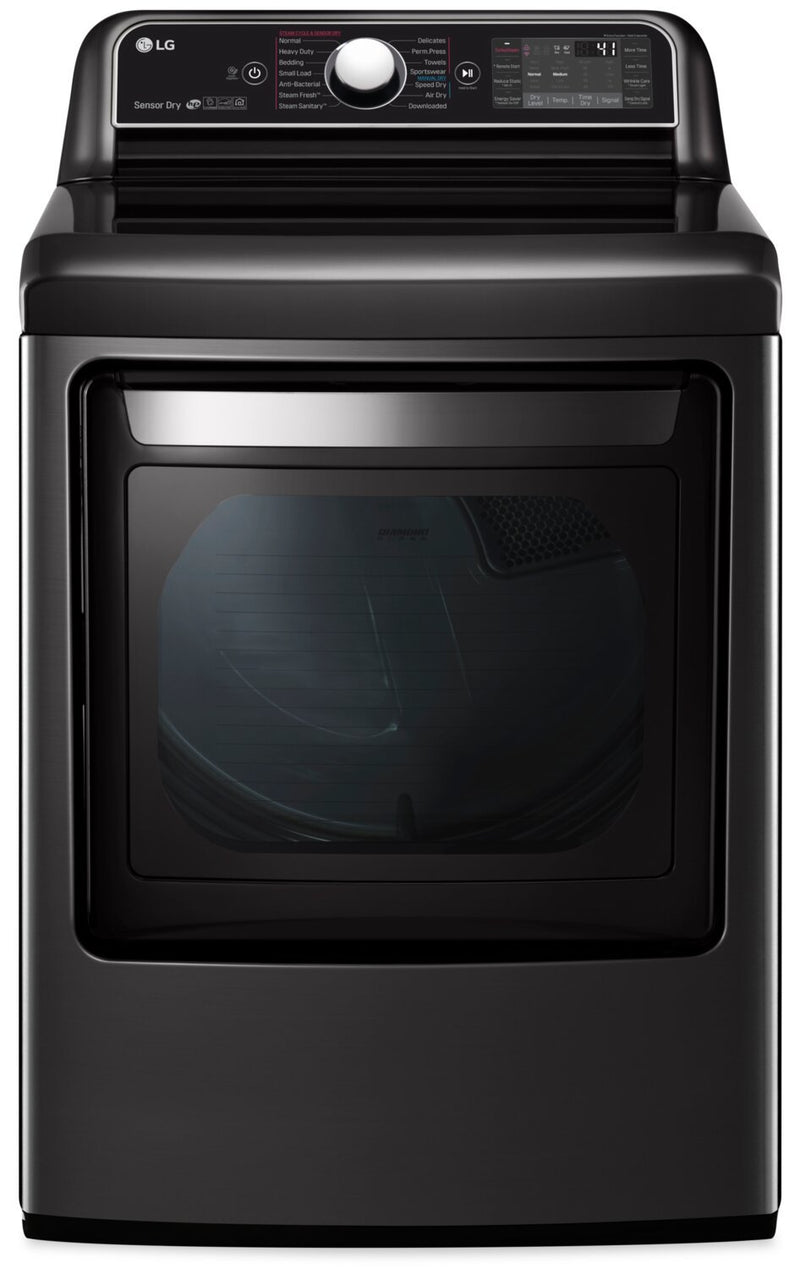 LG 7.3 Cu. Ft. TurboSteam™ Dryer with EasyLoad™ Dual-Opening Door - DLEX7900BE | Sécheuse LG de 7,3 pi3 avec technologie TurboSteamMC et porte EasyLoadMC - DLEX7900BE | DLEX790B