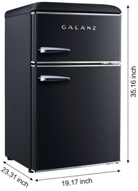 Galanz 3.1 Cu. Ft. Retro Mini Refrigerator - GLR31TBKER | Mini réfrigérateur Galanz rétro de 3,1 pi3 - GLR31TBKER | GLR31TBK