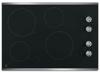 GE 30" Electric Cooktop with Built-In Knob-Control - Stainless Steel|Surface de cuisson électrique GE de 30 po avec boutons de commande intégrés - acier inoxydable|JP3030JS